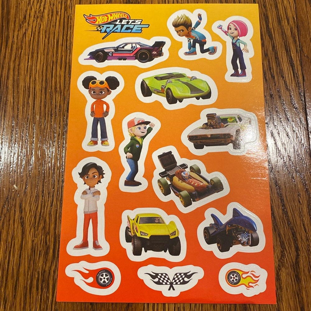 Hot Wheels sticker sheet - 14 stickers total